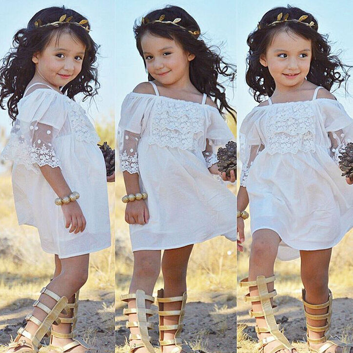 Lace Girl Clothing Princess Dress Kid Baby Party Wedding Pageant Formal Mini Cute White Dresses Clothes Baby Girls