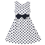 New Girls Dress Polka Dot Bow 100% Cotton Party Birthday Kids Clothing Size 2-12