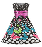 New Girls Dress Polka Dot Bow 100% Cotton Party Birthday Kids Clothing Size 2-12