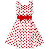 New Girls Dress Polka Dot Bow 100% Cotton Party Birthday Kids Clothing Size 2-12