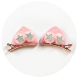 2pcs/Set Cute Hair Clips For Girls Glitter Rainbow Felt Fabric Flowers Hairpins Cat Ears Bunny Barrettes Kids Hair Accessories