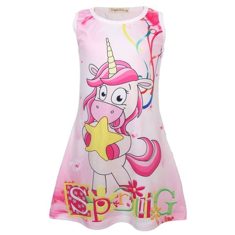 2018 Baby Kids Dresses Girls Dress Sleeveless Clothing Children Princess Party Dress Unicorn Clothes