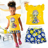 Baby Girls Clothes Sets 2019 Summer Heart Printed Girl Short Sleeve Tops Shirts + Shorts Casual Kids Children's Clothing Suit