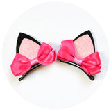 2pcs/Set Cute Hair Clips For Girls Glitter Rainbow Felt Fabric Flowers Hairpins Cat Ears Bunny Barrettes Kids Hair Accessories