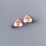 2pcs/Set Cute Hair Clips For Girls Glitter Rainbow Felt Fabric Flowers Hairpins Cat Ears Bunny Barrettes Kids Hair Accessories