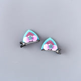 2pcs/Set Cute Hair Clips For Girls Glitter Rainbow Felt Fabric Flowers Hairpins Cat Ears Bunny Barrettes Kids Hair Accessories