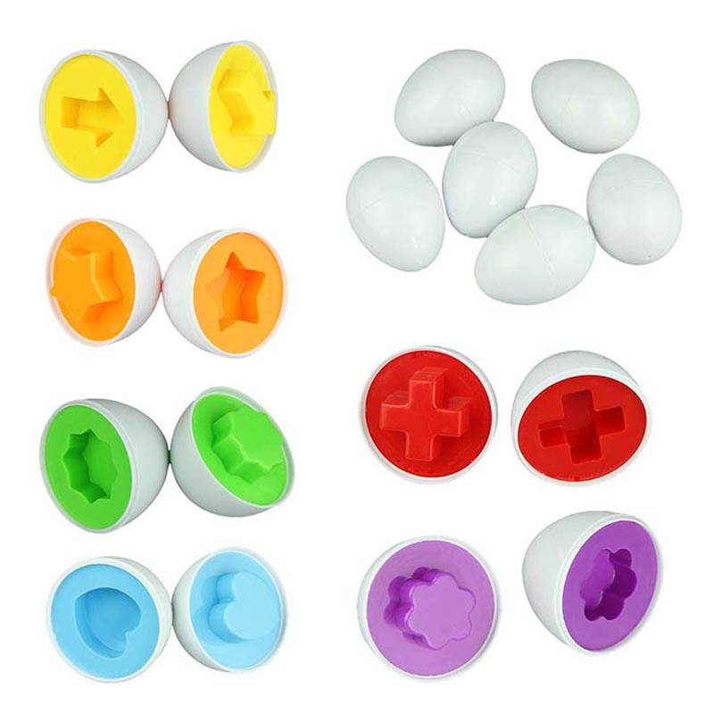 MOONBIFFY 6 eggs Education Learning toys Mixed Shape Wise Pretend Puzzle Smart Eggs Baby Kid Egg Learning Puzzles for Children