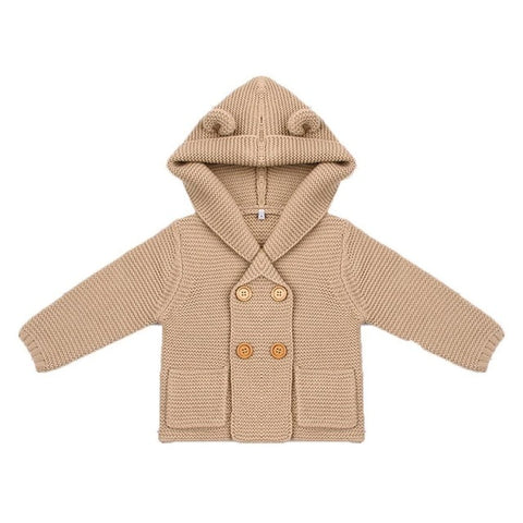 Baby Girl Knitting Cardigan Solid Color Autumn Winter Sweaters for Children Long Sleeve Hooded Coat Outwear Kids Clothing