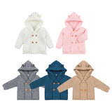 Baby Girl Knitting Cardigan Solid Color Autumn Winter Sweaters for Children Long Sleeve Hooded Coat Outwear Kids Clothing