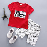 Kids Clothes Summer Cotton Linen Boys Sets T Shirt + Shorts Toddler Boys Girls Children Clothing Baby Boy Infant Toddler 0-4Y