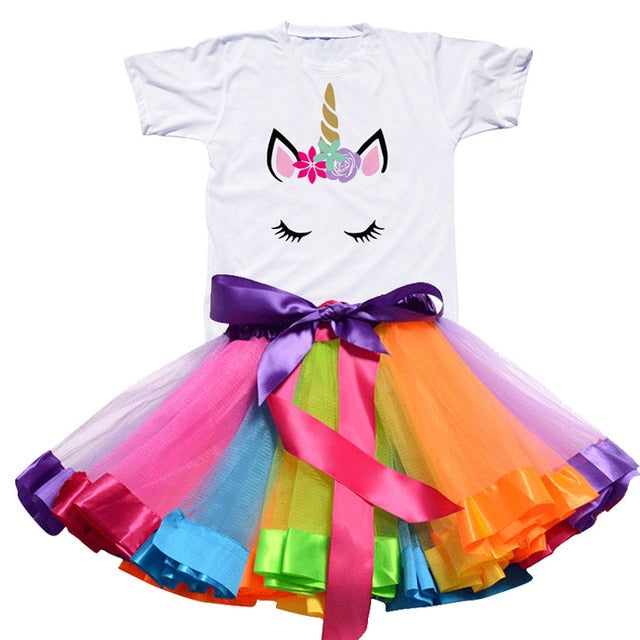 Summer Unicorn Baby Girls Tutu Dress Children Unicorn Party Little Girl Kids Clothes Vestidos Princess Rainbow Outfits Dress