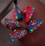 Led luminous Spiderman Kids Shoes for boys girls Light Children Luminous baby Sneakers mesh sport Boy Girl Led Light Shoes