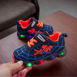 Led luminous Spiderman Kids Shoes for boys girls Light Children Luminous baby Sneakers mesh sport Boy Girl Led Light Shoes