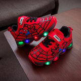 Led luminous Spiderman Kids Shoes for boys girls Light Children Luminous baby Sneakers mesh sport Boy Girl Led Light Shoes