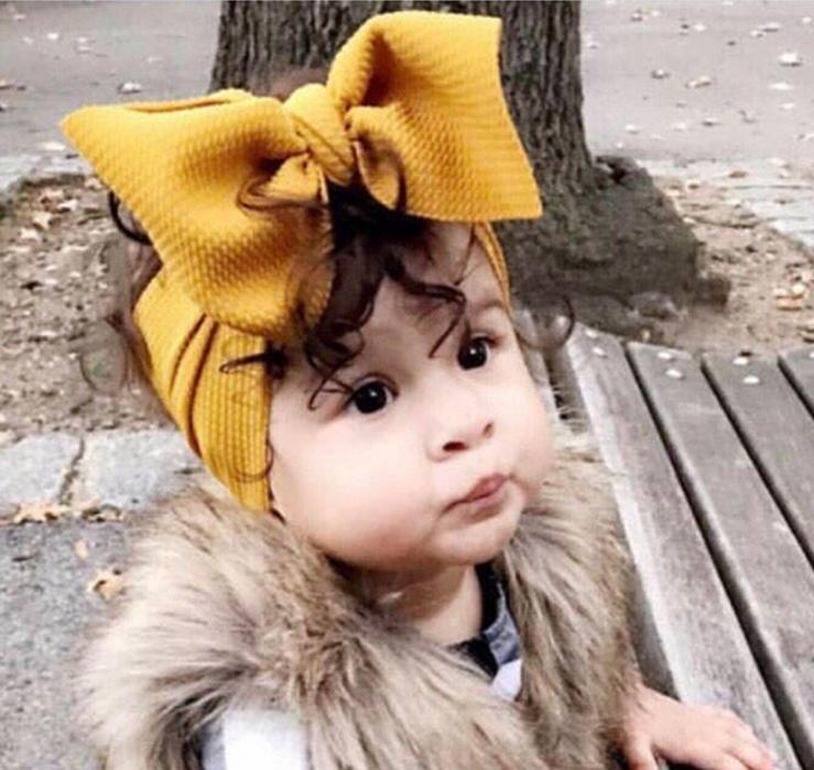 Fabric Elastic Kids Top Knot Girl Hair Band/ Adjustable Big Bow Turban Headband / Wide Headwrap Girl Hairband Hair Accessories