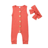 2019 Summer Solid Rompers Newborn Infant Baby Girl Boy Outfit Cotton Romper Jumpsuit Bebe Kids Ropa Sleevless Casual Clothes Set